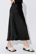 Black Embossed Bias Skirt