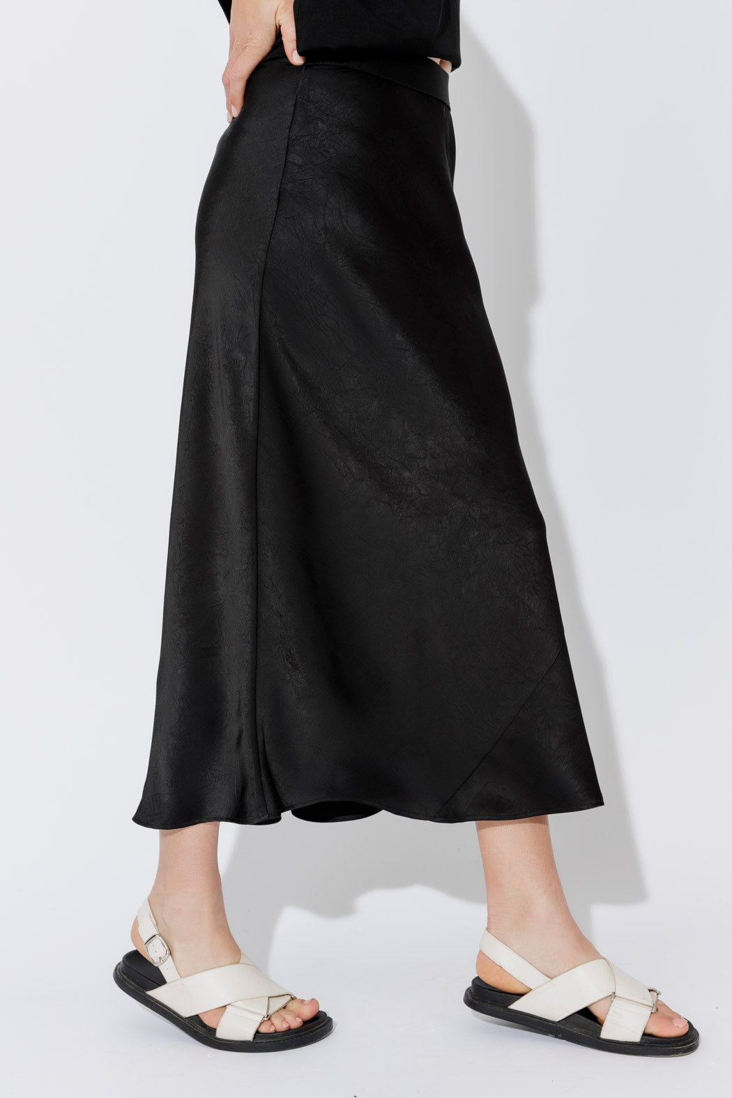 Black Embossed Bias Skirt