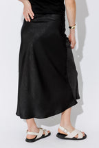 Black Embossed Bias Skirt