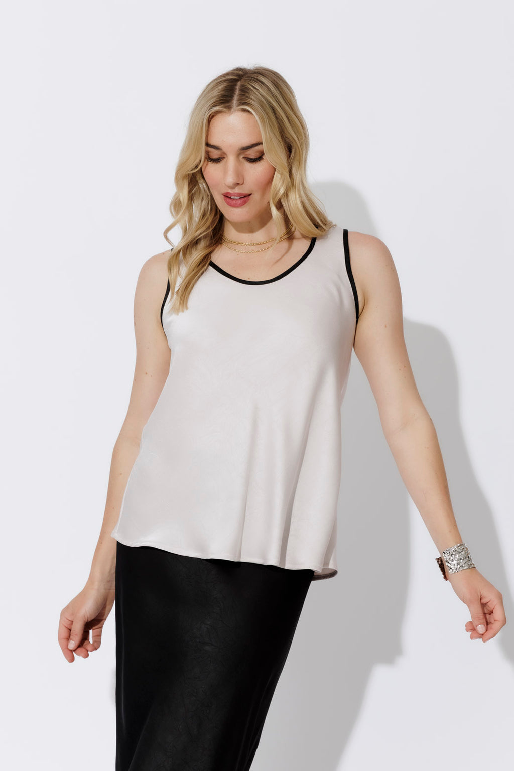 Ivory Trim Bias Cami