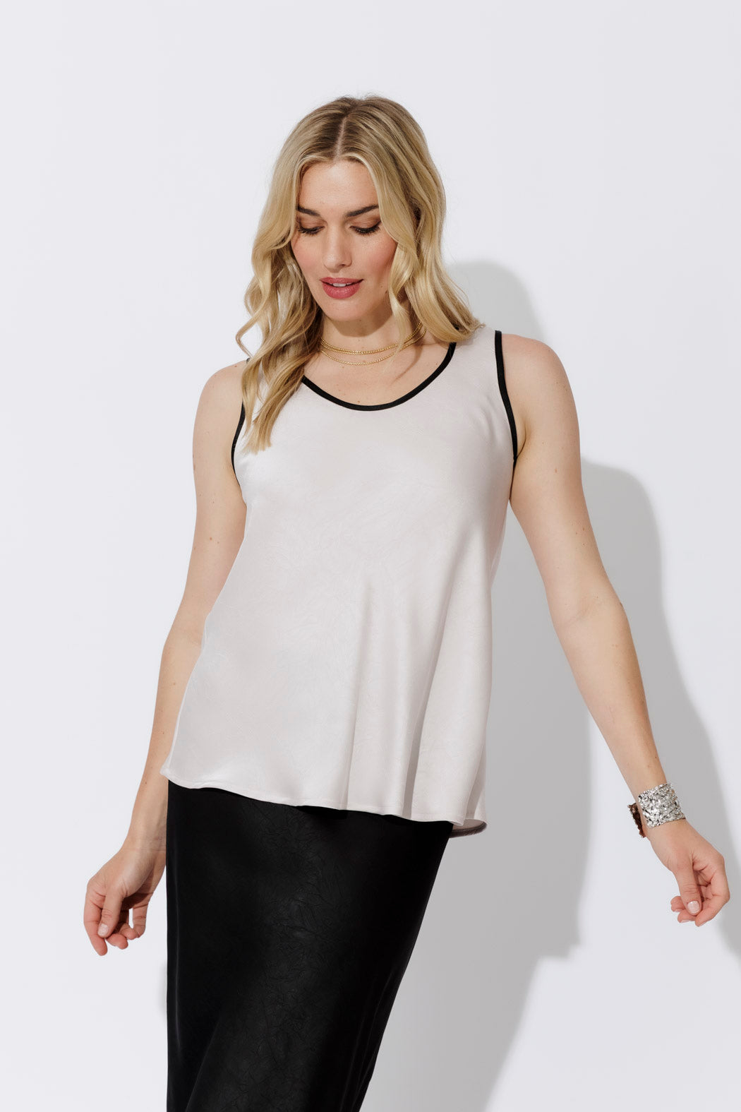 Ivory Trim Bias Cami