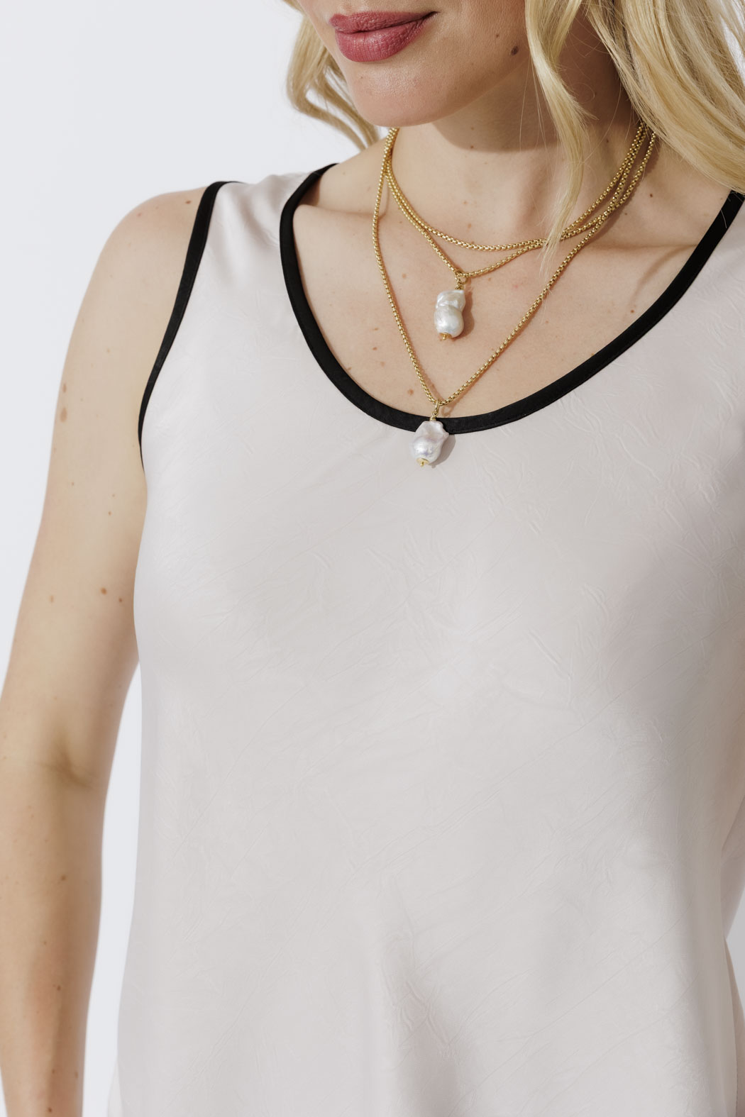 Ivory Trim Bias Cami