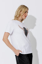 White Horn Embellished T-Shirt