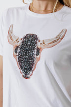 White Horn Embellished T-Shirt