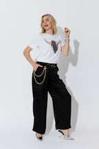 White Horn Embellished T-Shirt