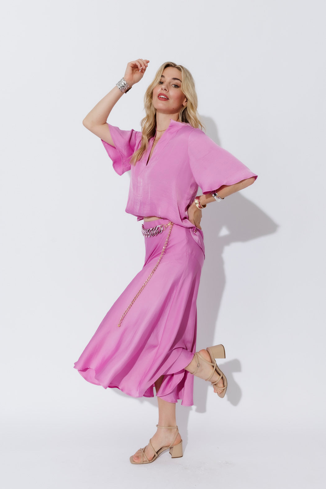 Cool Pink Milan Fluted Blogger Shirt