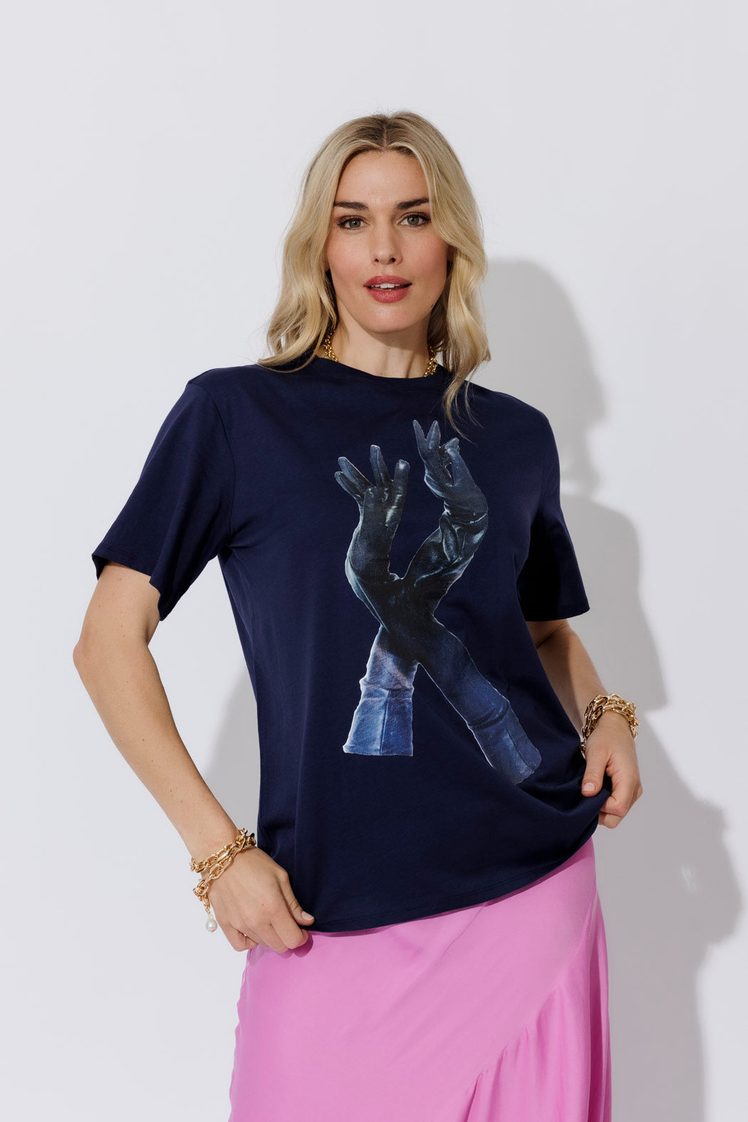 Navy Glove Print T-Shirt