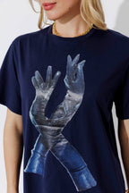 Navy Glove Print T-Shirt
