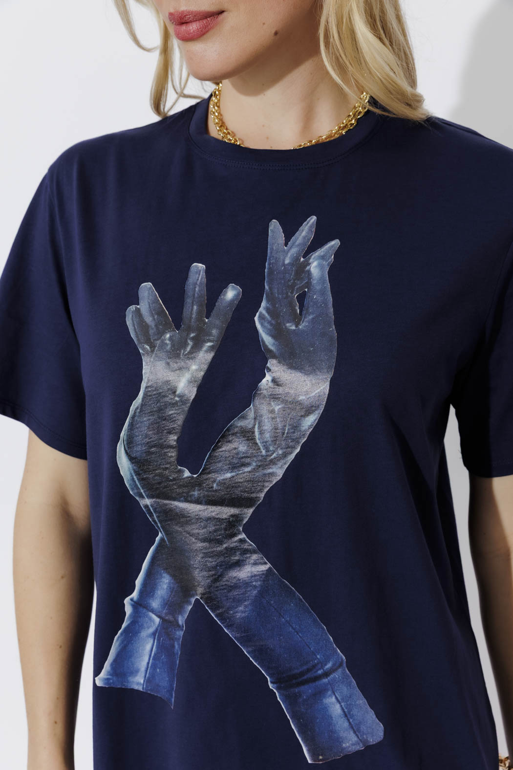 Navy Glove Print T-Shirt