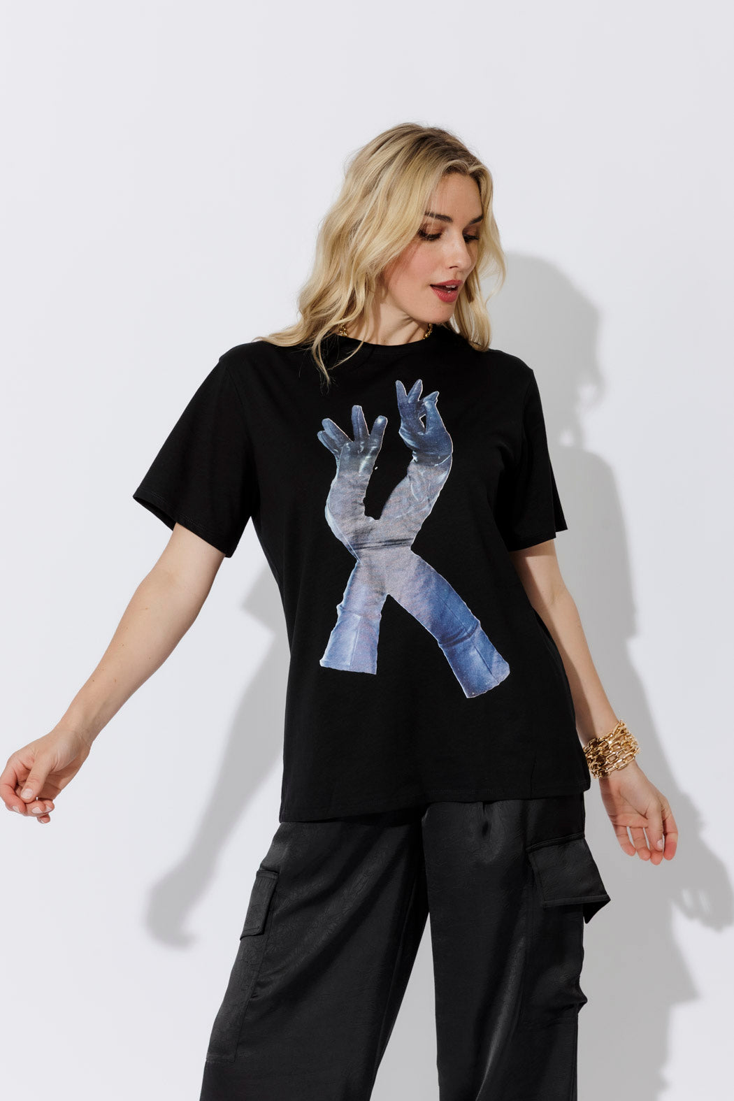 Black Glove Print T-Shirt