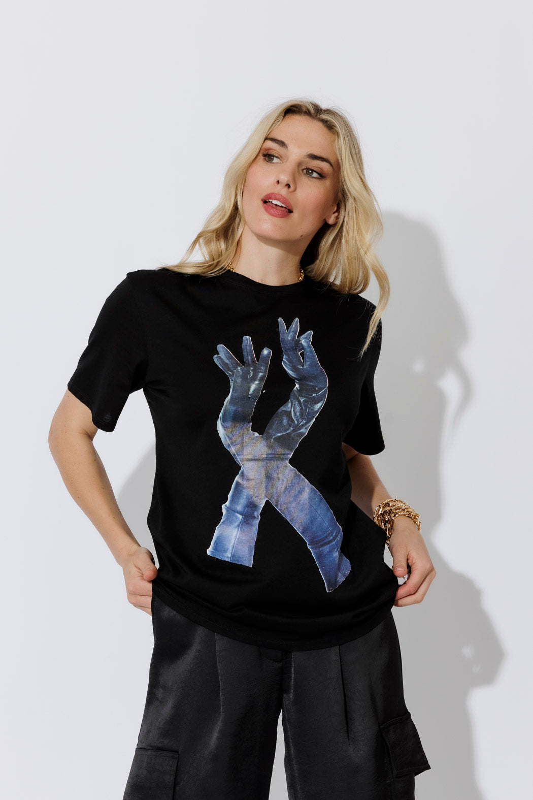 Black Glove Print T-Shirt