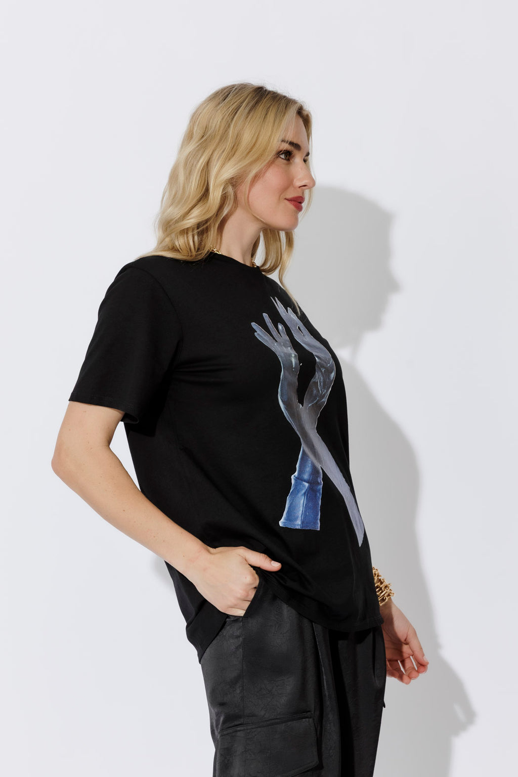 Black Glove Print T-Shirt