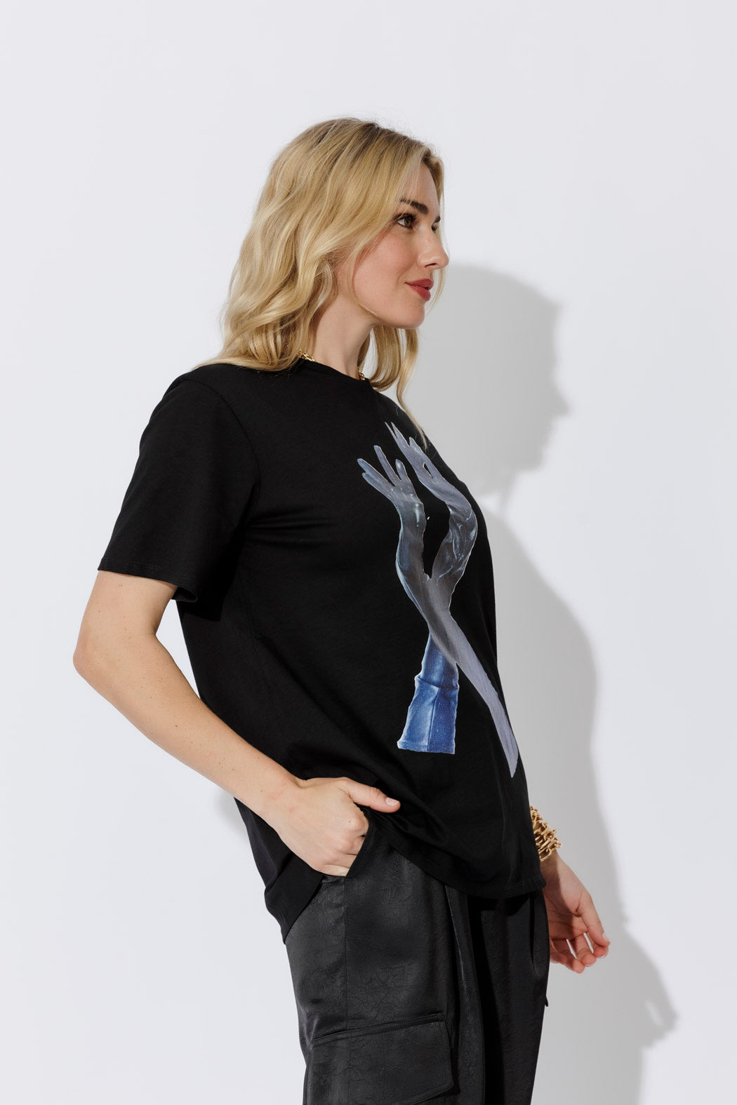 Black Glove Print T-Shirt