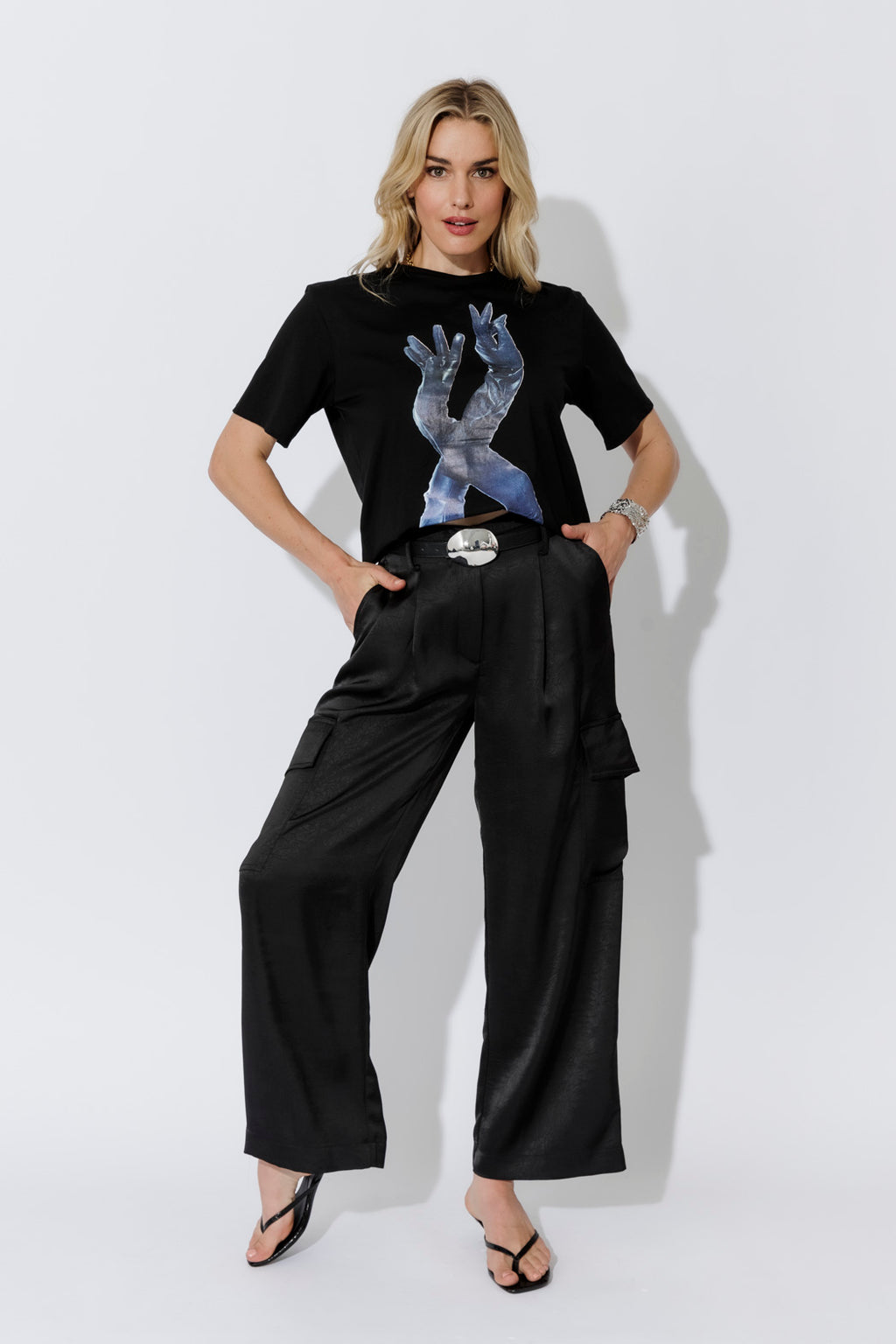 Black Glove Print T-Shirt