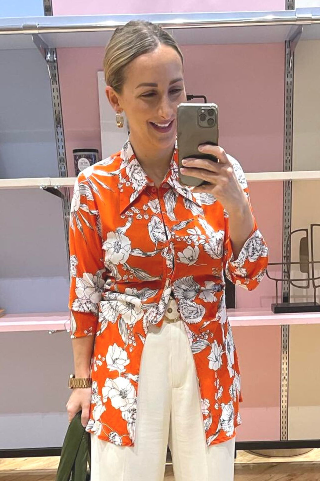 Orange Floral Nova Shirt - Final Sale