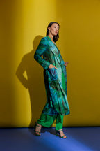 Green Mesh Trench Coat