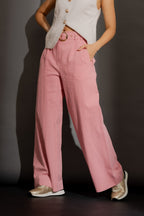 Pink Sandwashed Linen Cleo Pant