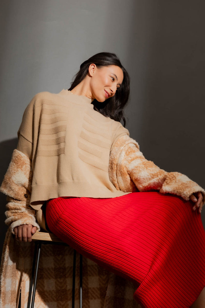 Latte Mock Neck Drop Shoulder Jumper Latte S
