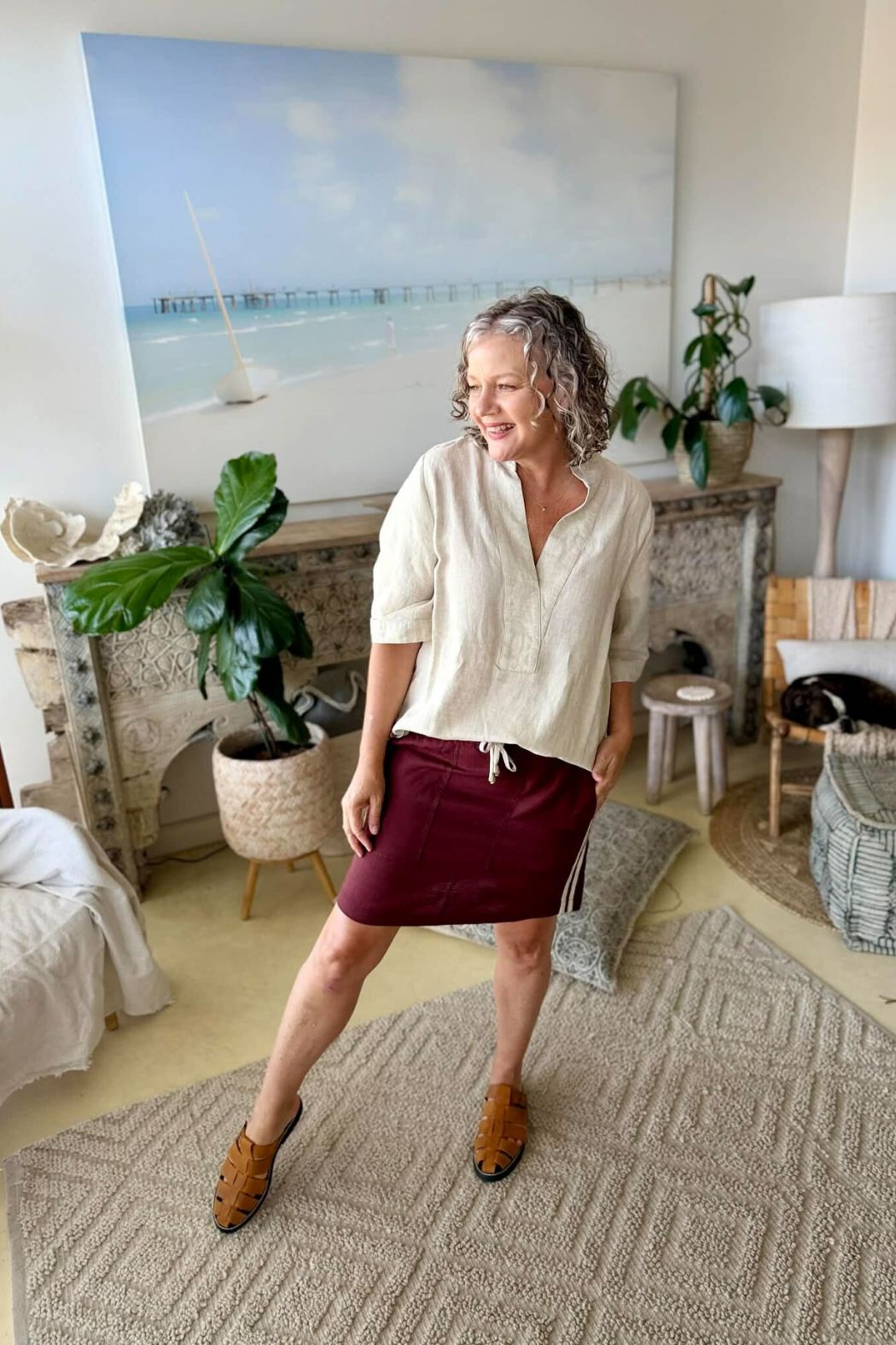 Oatmeal Washed Linen Blogger Shirt