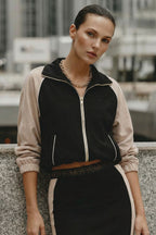 Oatmeal Contrast Bomber Jacket