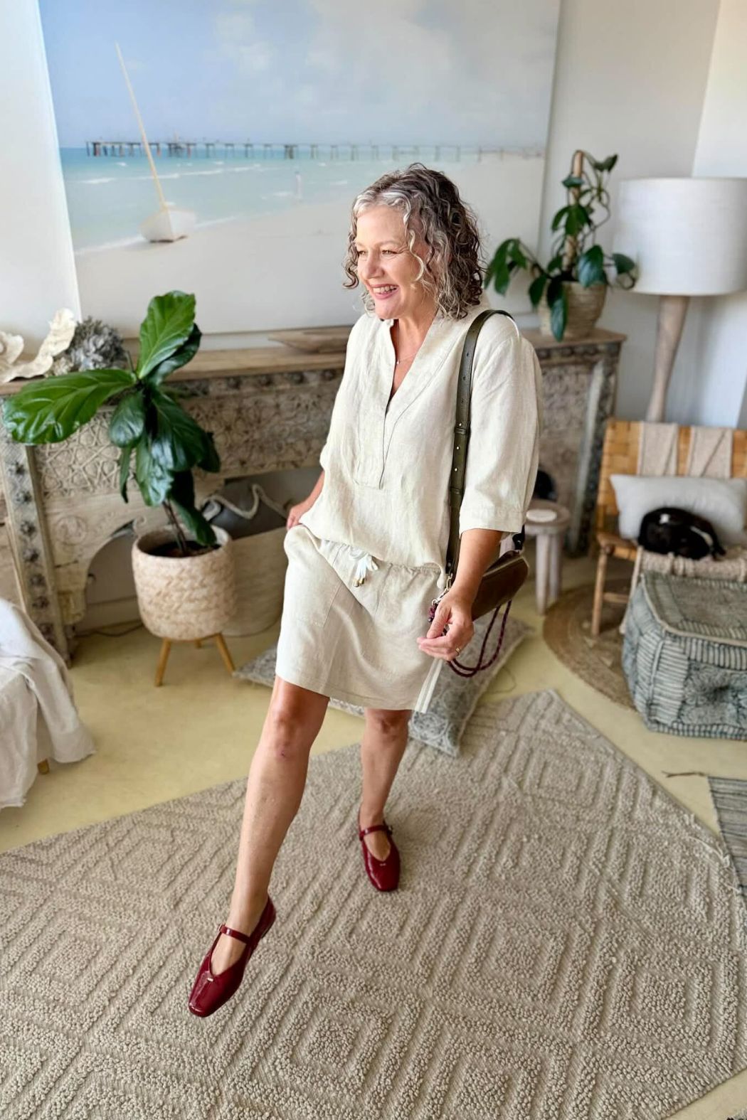 Oatmeal Washed Linen Skirt