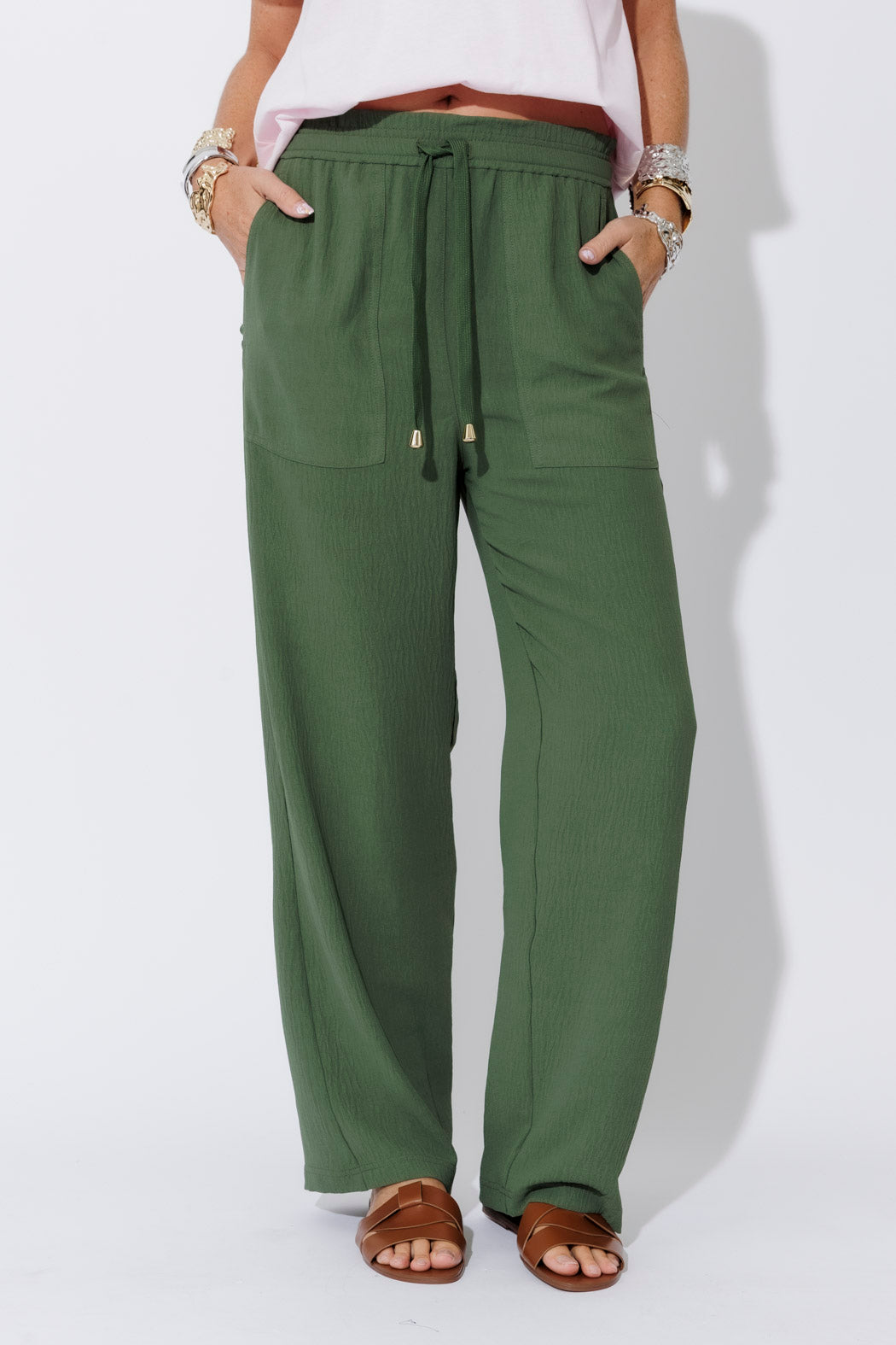 Khaki Ripple Pocket Pant