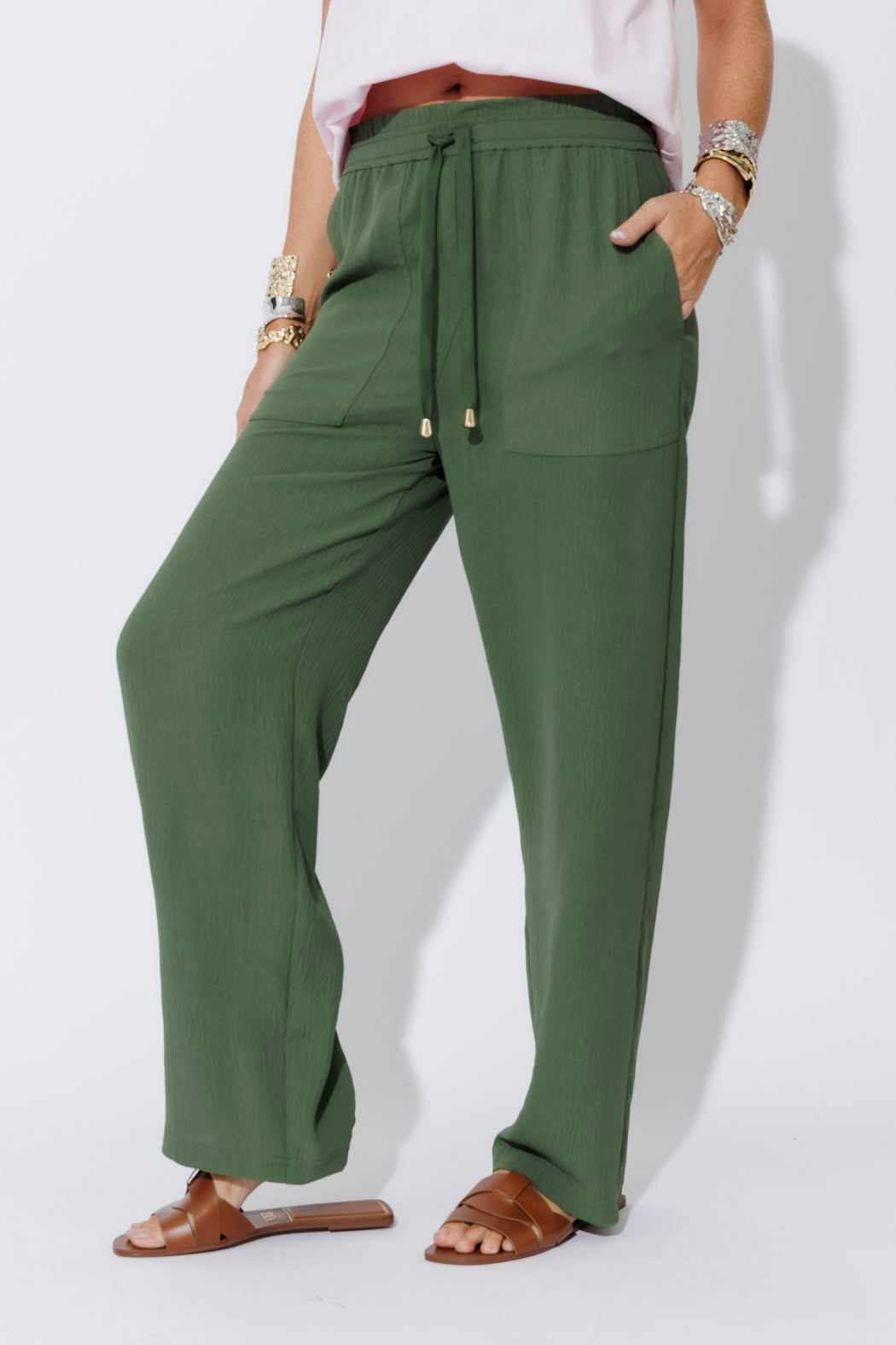 Khaki Ripple Pocket Pant