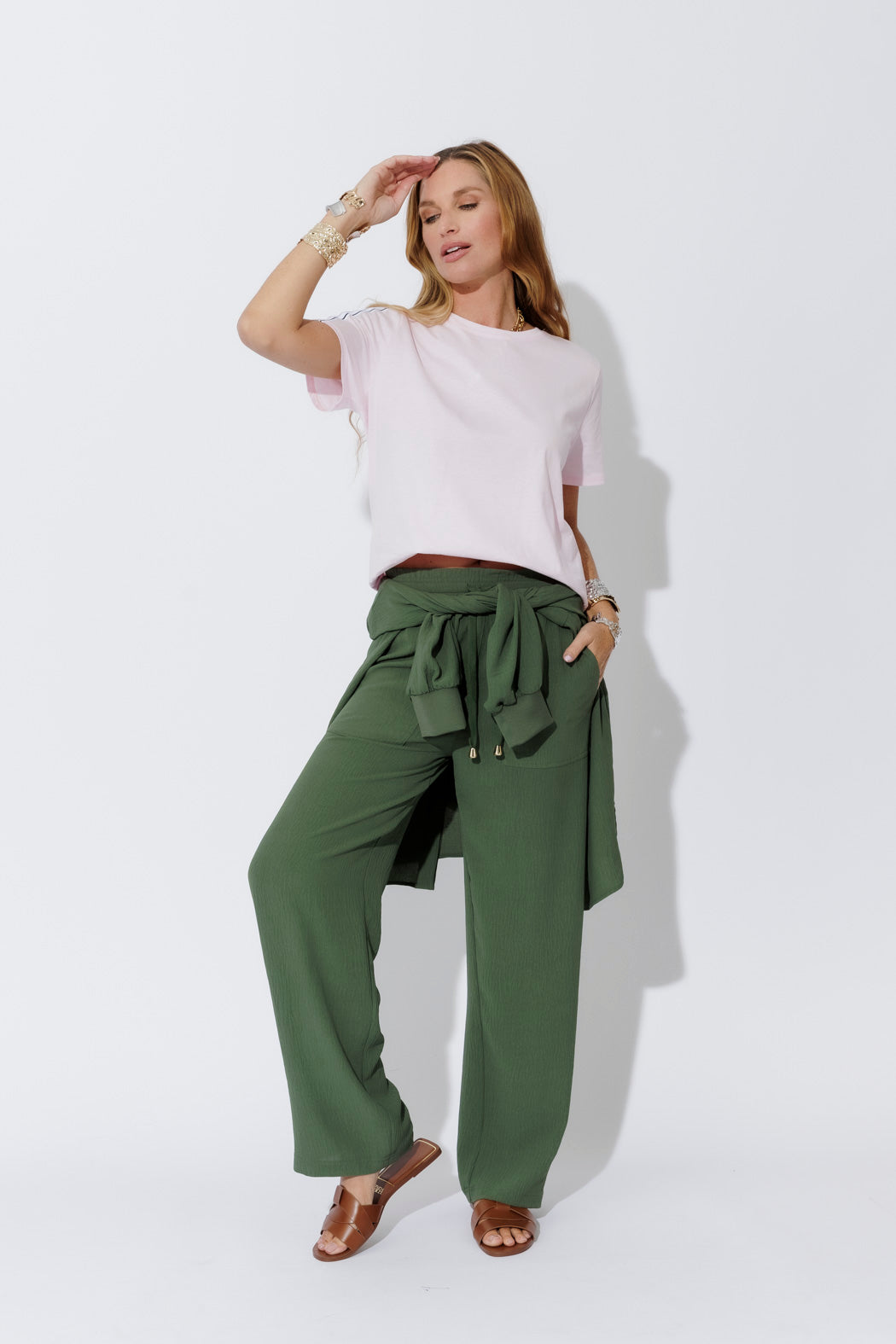 Khaki Ripple Pocket Pant