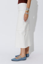White Denim A-Line Skirt