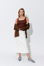 White Denim A-Line Skirt