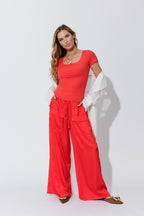 Red Tencel Double Layer Tee