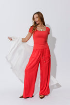 Red Tencel Double Layer Tee