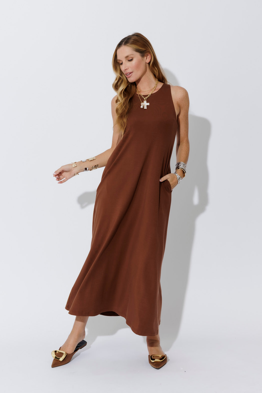 Brown Tencel Maxi Dress