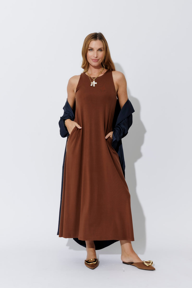 Brown Tencel Maxi Dress