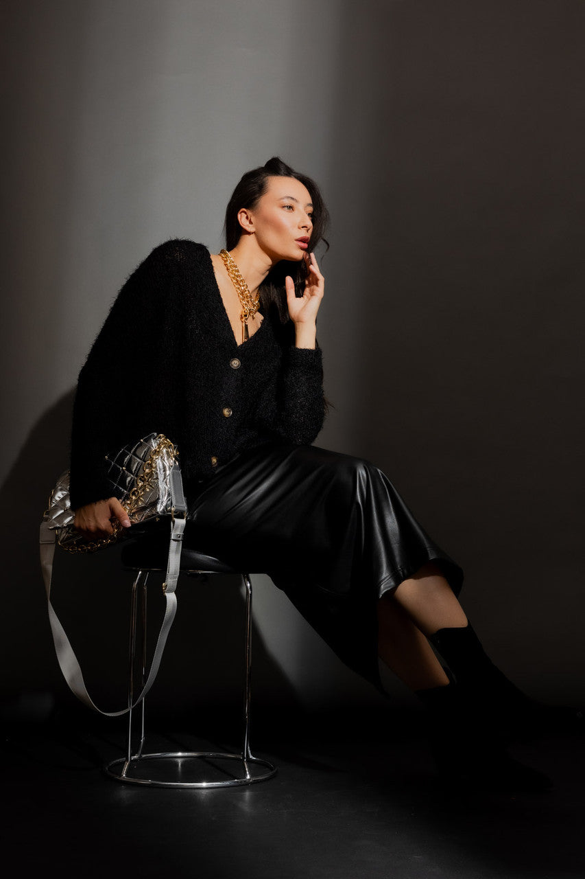 Black Fluffy Wonder Cardigan