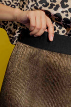 Gold Metallic Pleat Skirt Gold Sml