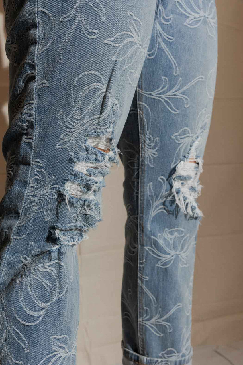 Dark Floral Harper Jean