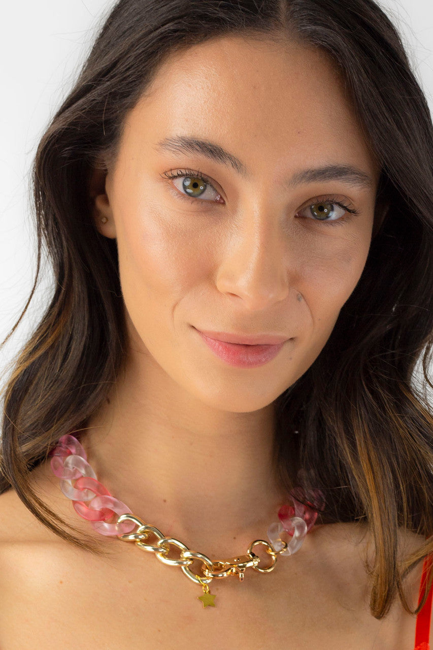 Pink Resin Necklace - SALE