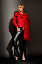 Red Chunky V Neck Jumper Red S