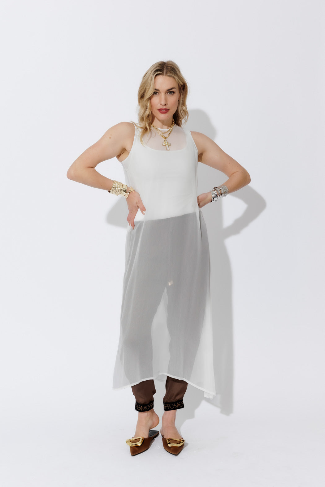 White Chiffon A-Line Dress