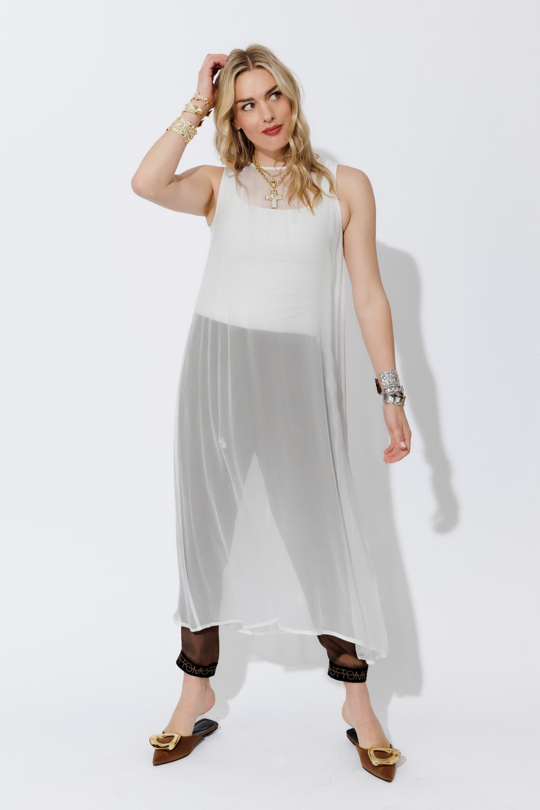 White Chiffon A-Line Dress