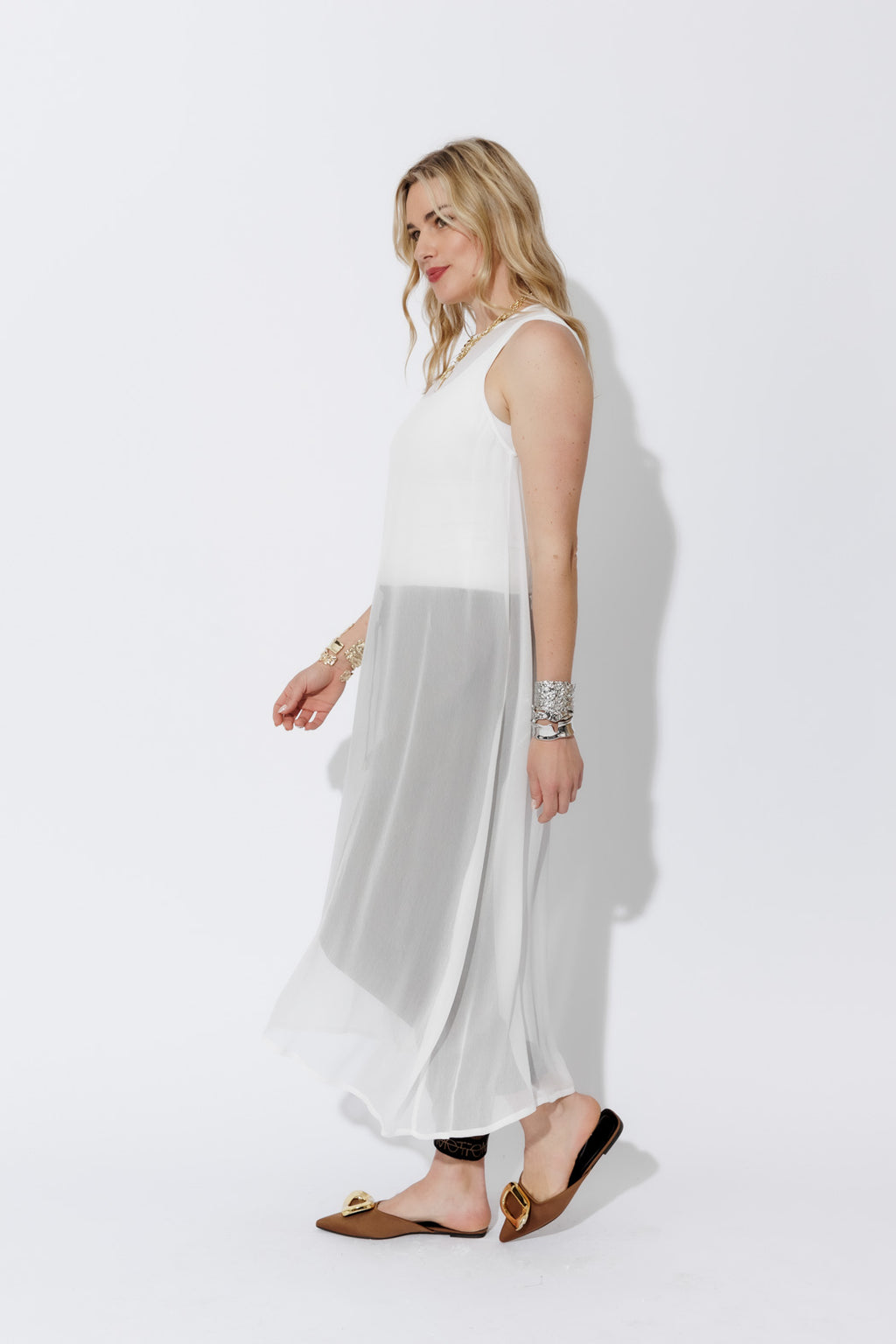 White Chiffon A-Line Dress