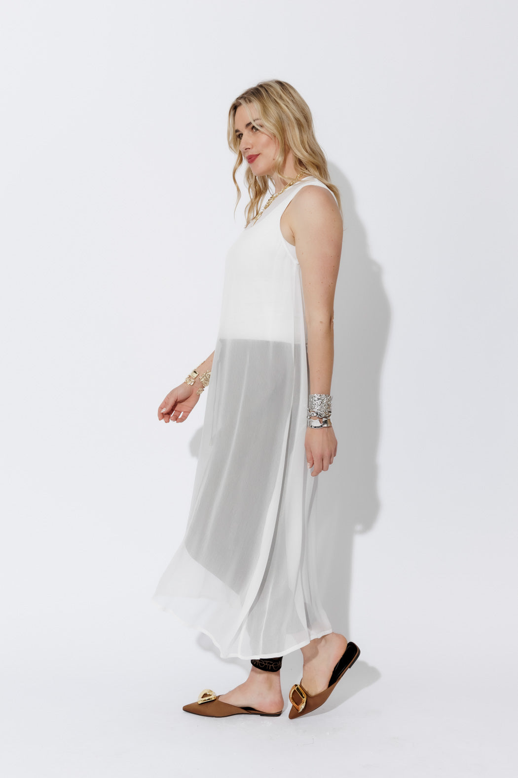 White Chiffon A-Line Dress