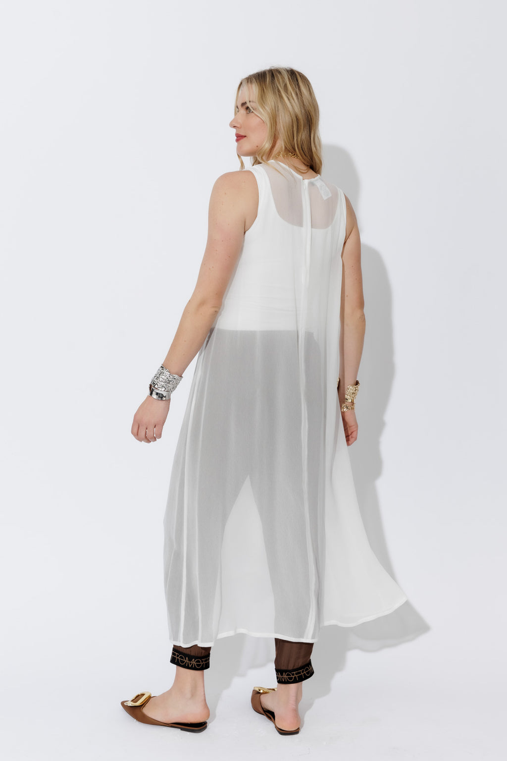 White Chiffon A-Line Dress