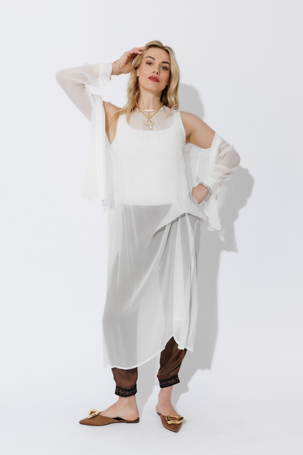 White Chiffon A-Line Dress
