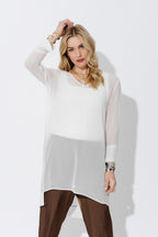 White Chiffon V-Neck Tunic