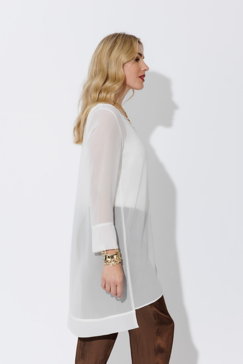 White Chiffon V-Neck Tunic