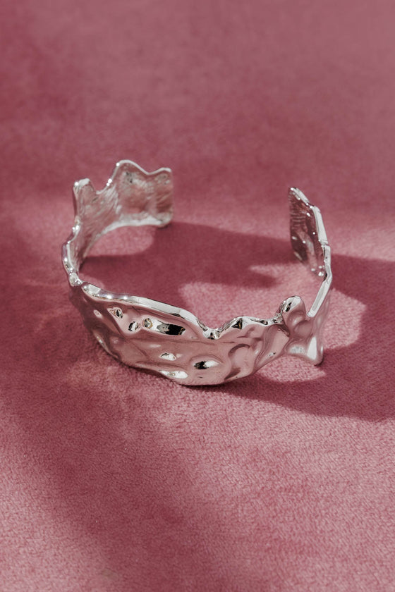 Silver Thin Textured Cuff