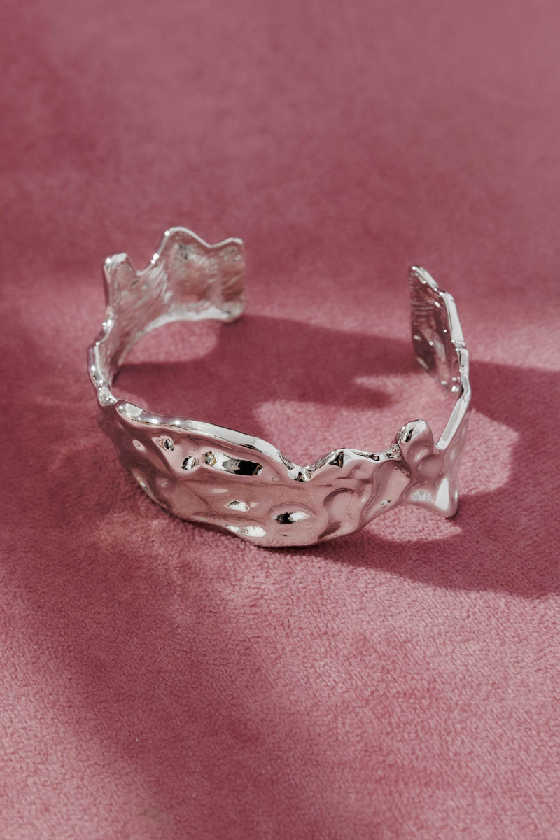 Silver Thin Textured Cuff
