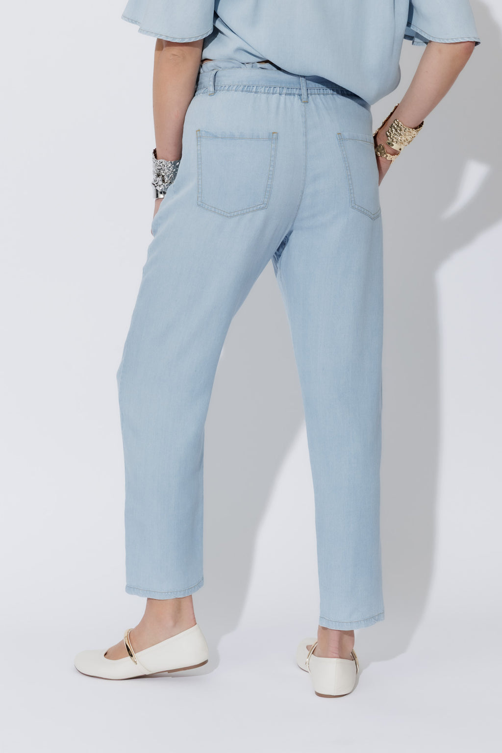 Light Denim Tencel Paperbag Pant